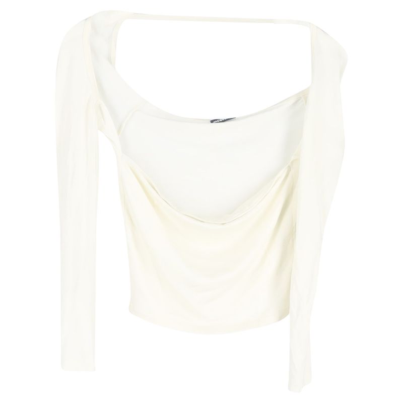 Jacquemus Le T-Shirt Lucciu Stretch Woven Top In White Lyocell